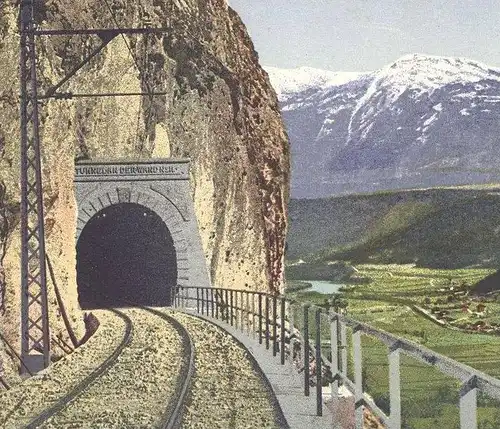 ALTE POSTKARTE MITTENWALDBAHN TUNNEL AN DER WAND No.II MIT PATSCHERKOFEL Eisenbahn Chemin de fer Railway Mittenwald-Bahn