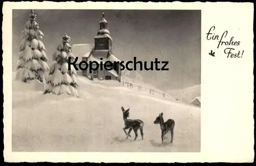 ALTE POSTKARTE EIN FROHES FEST WEIHNACHTEN REHE REH HIRSCH cerf élaphe chevreuil cervo deer cpa postcard Ansichtskarte