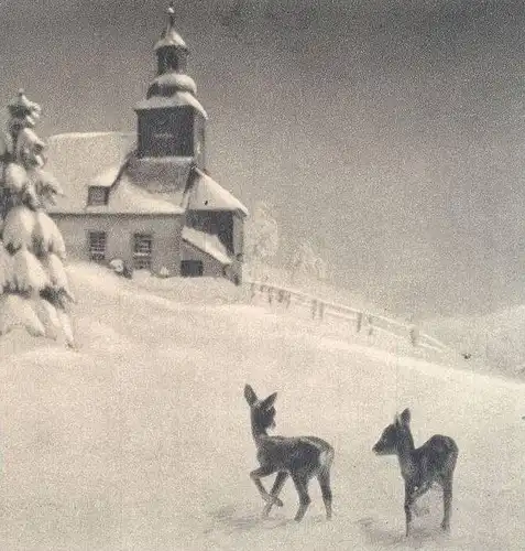 ALTE POSTKARTE EIN FROHES FEST WEIHNACHTEN REHE REH HIRSCH cerf élaphe chevreuil cervo deer cpa postcard Ansichtskarte