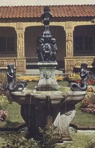 ÄLTERE POSTKARTE BAD NAUHEIM ZIERHÖFE BADEHAUS Meerjungfrau Fountain Fontaine Springbrunnen Brunnen Mermaid Sìrene cpa