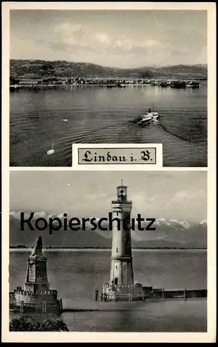 ÄLTERE POSTKARTE LINDAU BREISGAU IM BODENSEE Schiff Dampfer Leuchtturm Phare an Fundbüro Bahnhof Wuppertal-Mirke