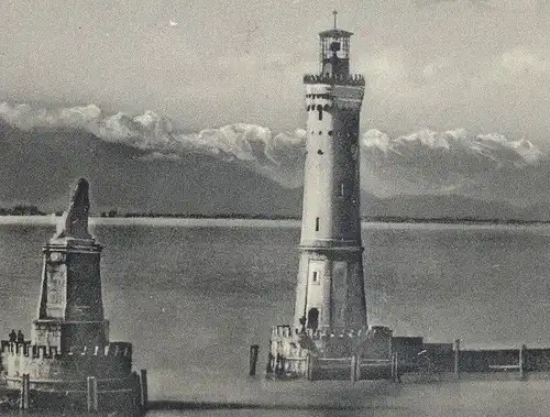 ÄLTERE POSTKARTE LINDAU BREISGAU IM BODENSEE Schiff Dampfer Leuchtturm Phare an Fundbüro Bahnhof Wuppertal-Mirke