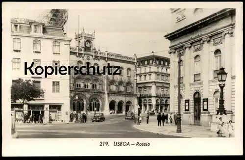 ÄLTERE POSTKARTE LISBOA ROSSIO Telefones Old cars Auto Autos Lissabon Lisbonne Lisbon Portugal cpa postcard AK