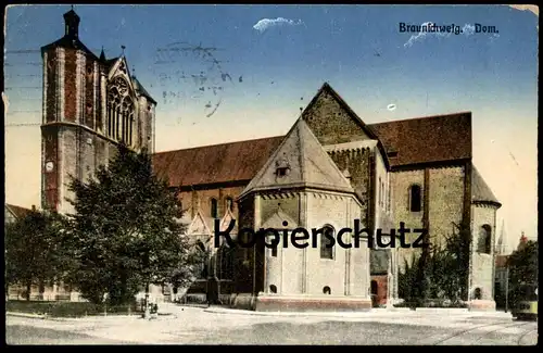 ALTE POSTKARTE BRAUNSCHWEIG DOM STRASSENBAHN Tram Tramway Straßenbahn Feldpost 1916 cpa postcard AK Ansichtskarte