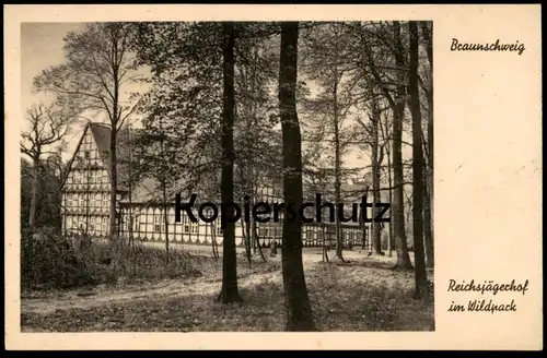 ALTE POSTKARTE BRAUNSCHWEIG RIDDAGSHAUSEN REICHSJÄGERHOF IM WILDPARK Flagge Flag WWII cpa postcard