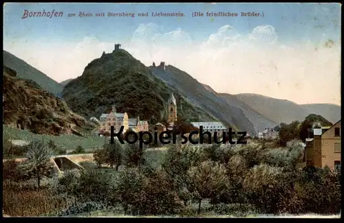 ALTE POSTKARTE BORNHOFEN RHEIN MIT STERNBERG & LIEBENSTEIN Kamp-Bornhofen Braubach Loreley postcard cpa AK Ansichtskarte