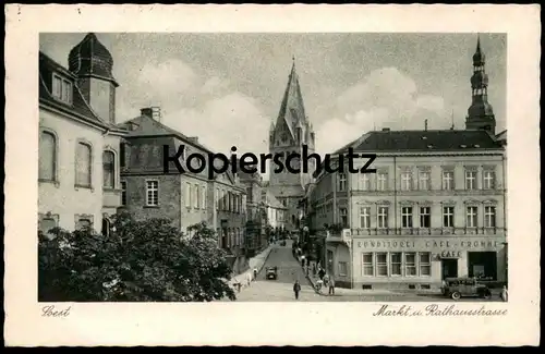 ALTE POSTKARTE SOEST MARKT UND RATHAUSSTRASSE MIT CONDITOREI CAFÉ FROMME 1944 Ansichtskarte AK postcard cpa