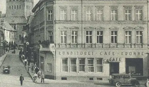 ALTE POSTKARTE SOEST MARKT UND RATHAUSSTRASSE MIT CONDITOREI CAFÉ FROMME 1944 Ansichtskarte AK postcard cpa