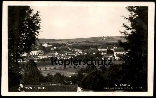 ALTE POSTKARTE TYN NAD VLT 1930 Panorama Tschechische Republik ceska republika czech republic postcard cpa Ansichtskarte