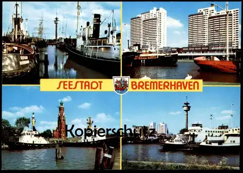 ÄLTERE POSTKARTE SEESTADT BREMERHAVEN COLUMBUS CENTER WESER FÄHREN NACH BLEXEN ALTER LEUCHTTURM postcard cpa AK