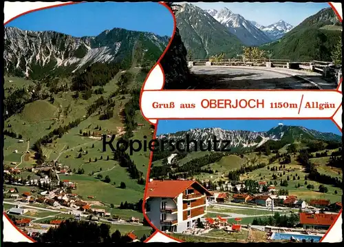ÄLTERE POSTKARTE GRUSS AUS OBERJOCH PANORAMA Hotel Pool Hochallgäu Hindelang Ansichtskarte AK cpa postcard