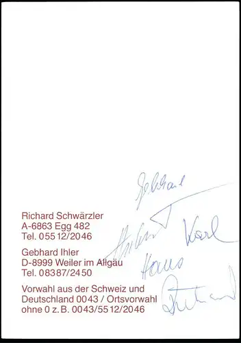 ÄLTERE POSTKARTE ORIGINAL 5 BREGENZERWÄLDER DORFMUSIKANTEN EGG ÖSTERREICH WEILER IM ALLGÄU Kapelle Autogramm autograph