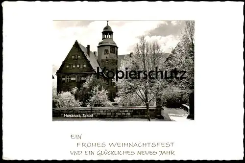 ÄLTERE KARTE HERSBRUCK SCHLOSS WINTER EIN FROHES WEIHNACHTSFEST UND EIN GLÜCKLICHES NEUES JAHR BAYERN castle chateau