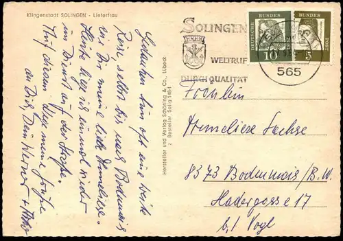 ÄLTERE POSTKARTE KLINGENSTADT SOLINGEN LIEFERFRAU Denkmal Frau Händler monument Ansichtskarte AK postcard cpa