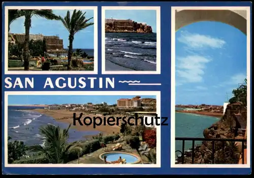 ZWEI ÄLTERE POSTKARTEN SAN AGUSTIN VISTA GENERAL & PLAYA GRAN CANARIA Islas Canarias cpa postcard Ansichtskarte AK