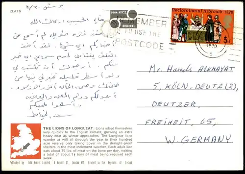 ÄLTERE POSTKARTE THE LIONS OF LONGLEAT WARMINSTER WILTS Lion Löwen Löwe Stamp Arbroath 1320 postcard cpa AK postcard