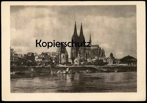 ALTE POSTKARTE KÖLN VOM ANDEREN RHEINUFER GESEHEN KRIEG ZERSTÖRTE STADT cologne guerre war Bombenangriff cpa postcard