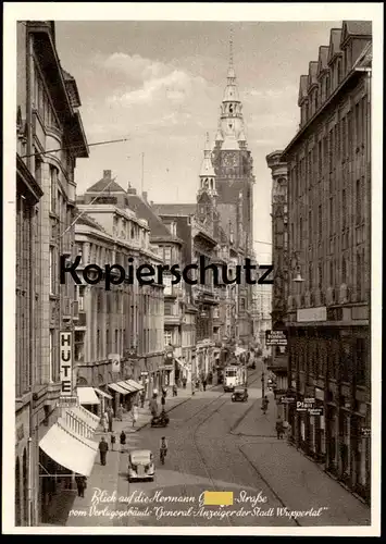 ALTE POSTKARTE WUPPERTAL BLICK IN DIE HERMANN G. STRASSE VOM VERLAGSGEBÄUDE GENERAL ANZEIGER Ansichtskarte cpa postcard