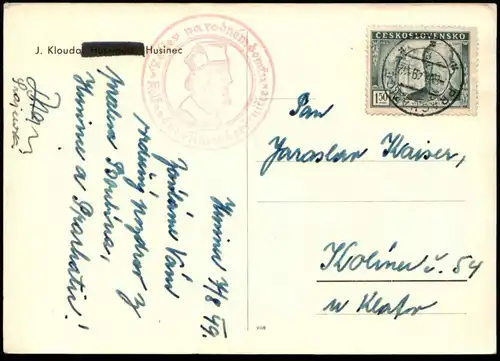 ALTE KÜNSTLER POSTKARTE HUSINEC J. KLOUDA HUSSINETZ 1949 Tschechische Republik ceska republika czech republic postcard