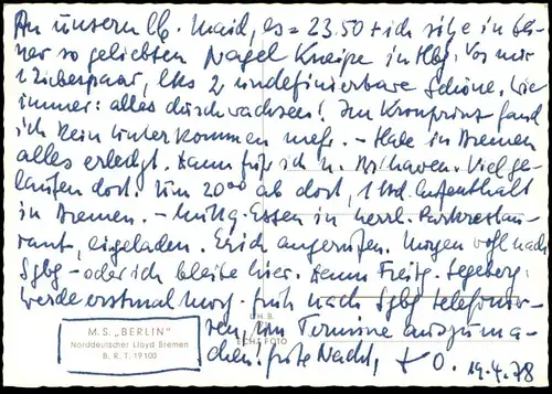ÄLTERE POSTKARTE M.S. BERLIN NORDDEUTSCHER LLOYD BREMEN EIS EISGANG MS Schiff ship postcard cpa AK Ansichtskarte