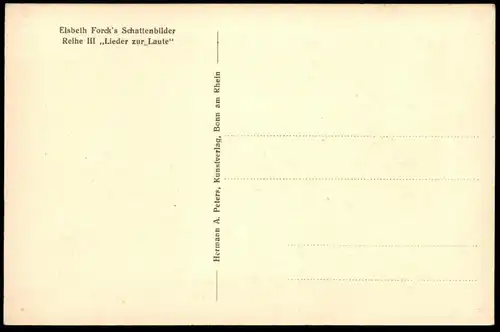 ALTE KÜNSTLER POSTKARTE DAS ABSCHIEDSLIED ABSCHIED ELSBETH FORCK Scherenschnitt Trauer postcard cpa AK Ansichtskarte