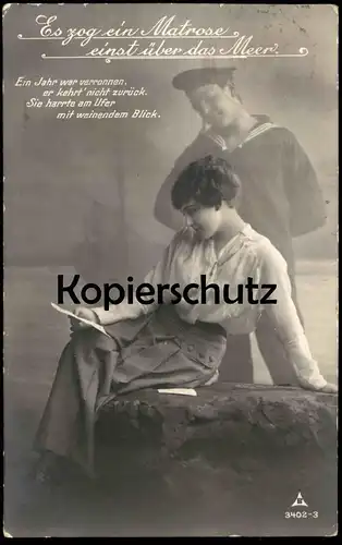 ALTE POSTKARTE ES ZOG EIN MATROSE EINST ÜBER DAS MEER EIN JAHR WAR VERRONNEN LIEBE ABSCHIED TOD sailor postcard cpa AK