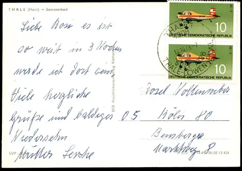 ÄLTERE POSTKARTE THALE HARZ SOMMERBAD Bad Schwimmbad Freibad bath swimming pool piscine Ansichtskarte cpa AK postcard