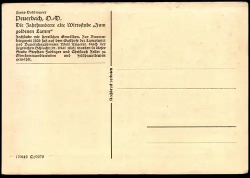 ALTE KÜNSTLER POSTKARTE PEUERBACH WIRTSSTUBE ZUM GOLDENEN LAMM HANS DOBLMAYER Österreich Austria Doblmaier postcard cpa