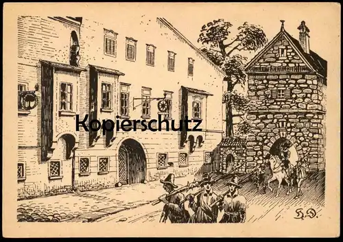 ALTE KÜNSTLER POSTKARTE PEUERBACH DAS LINZERTOR 1626 HANS DOBLMAYER Österreich Austria Doblmaier postcard cpa AK