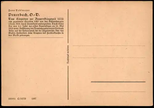 ALTE KÜNSTLER POSTKARTE PEUERBACH DAS LINZERTOR 1626 HANS DOBLMAYER Österreich Austria Doblmaier postcard cpa AK