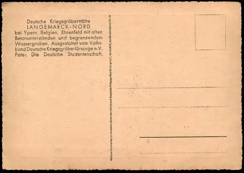 ALTE POSTKARTE LANGEMARCK-NORD CIMETIÈRE DEUTSCHE KRIEGSGRÄBERSTÄTTE BELGIEN LANGEMARK Soldaten-Friedhof cemetery cpa