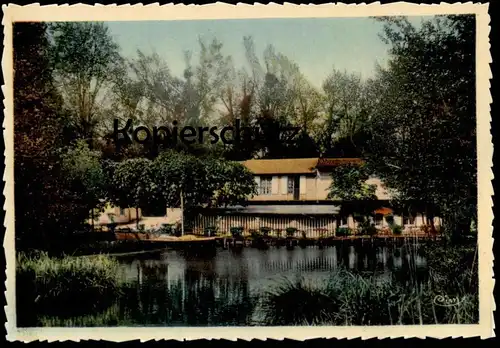 ÄLTERE POSTKARTE MENNECY PÉCHE DE LA PATTE D'OIE LE RESTAURANT AU BORD DE L'EAU FRANCE FRANKREICH cpa postcard AK