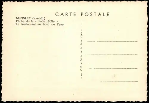 ÄLTERE POSTKARTE MENNECY PÉCHE DE LA PATTE D'OIE LE RESTAURANT AU BORD DE L'EAU FRANCE FRANKREICH cpa postcard AK