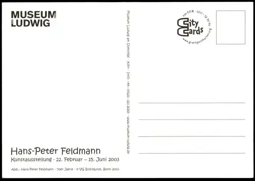 POSTKARTE 70ER JAHRE HANS-PETER FELDMANN AUSSTELLUNG MUSEUM LUDWIG KÖLN 2003 FRAU MIT ZIGARETTE LEOPARDENMUSTER postcard