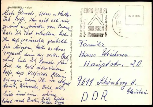 ÄLTERE POSTKARTE HAMBURGER HAFEN SCHIFF SEGELBOOT Hamburg sailing boat Hafen port harbour Ansichtskarte postcard cpa AK