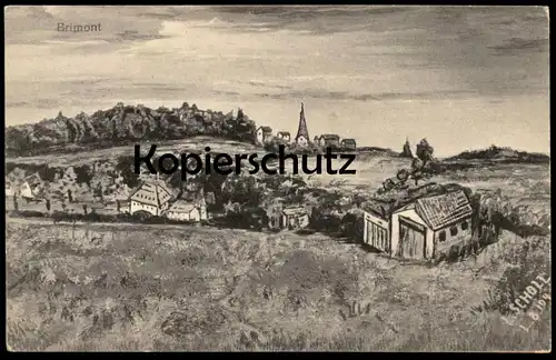 ALTE KÜNSTLER POSTKARTE BRIMONT PANORAMA SIGN. L. SCHOLL FELDPOSTSTATION 1915 Ansichtskarte postcard AK cpa