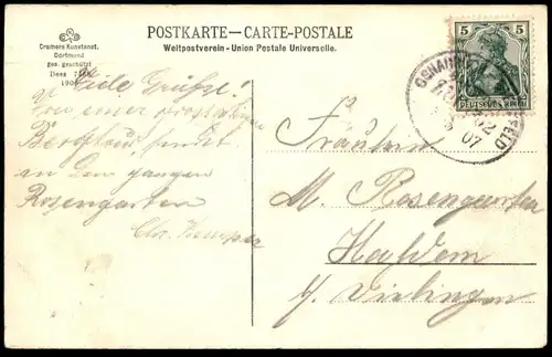 ALTE POSTKARTE GEORGSMARIENHÜTTE BLICK VON DER TERRASSE BAHNPOST 1907 Ansichtskarte AK cpa postcard