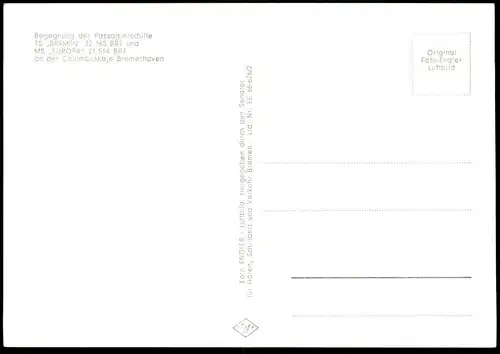 ÄLTERE POSTKARTE BREMERHAVEN COLUMBUSKAJE BEGEGNUNG TS BREMEN & MS EUROPA Dampfer Schiff postcard cpa AK Ansichtskarte