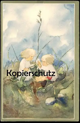 ALTE KÜNSTLER POSTKARTE MILLI WEBER 1928 KINDER & BLUMEN Kind Blume children flower child Ansichtskarte cpa postcard