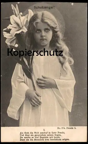 ALTE POSTKARTE KIND SCHUTZENGEL ALS GOTT DIE WELT ERSCHUF ENGEL ANGEL ange child enfant Grete Reinwald ? postcard AK