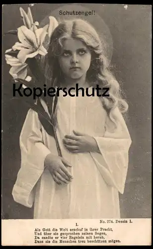 ALTE POSTKARTE KIND SCHUTZENGEL ALS GOTT DIE WELT ERSCHUF ENGEL ANGEL ange child enfant postcard AK Ansichtskarte