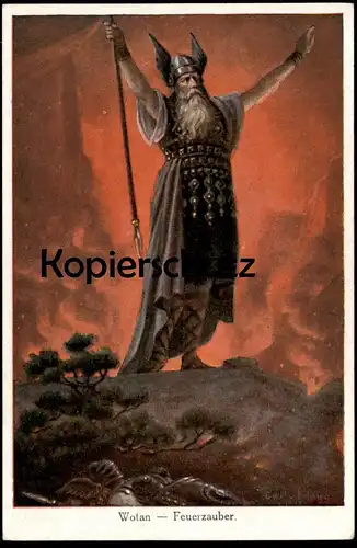 ALTE POSTKARTE WOTAN FEUERZAUBER OPER BAYREUTH DER RING DES NIBELUNGEN WAGNER Feuer fire cpa AK Ansichtskarte postcard