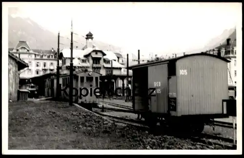 ALTES FOTO BAHNHOF ENGELBERG SCHWEIZER EISENBAHN SBB LOKOMOTIVE WAGGON Schweiz Kanton Obwalden postcard AK Ansichtskarte