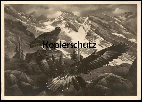 ALTE POSTKARTE MÜNCHEN DEUTSCHES MUSEUM STEINADLER MICHAEL KIEFER ADLER golden eagle aigle AK Ansichtskarte postcard cpa