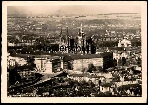 ALTE POSTKARTE PRAG 1943 HRADSCHIN TOTALANSICHT BRIEFSTEMPEL GBELL PRAHA Prague Ceska republika Czech republic postcard