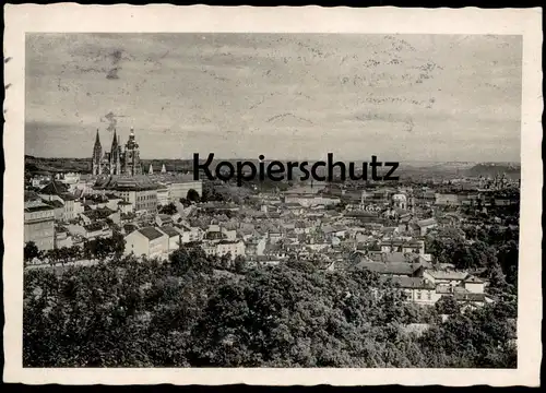 ALTE POSTKARTE PRAG 1943 TOTALANSICHT STEMPEL FLUGZEUGFÜHRERSCHULE GBELL PRAHA Prague Ceska republika Czech republic AK