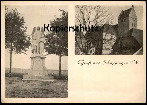 ALTE POSTKARTE GRUSS AUS SCHÖPPINGEN IN WESTFALEN GROSSER SCHUTZENGEL ENGEL KIRCHE angel Ansichtskarte AK cpa postcard