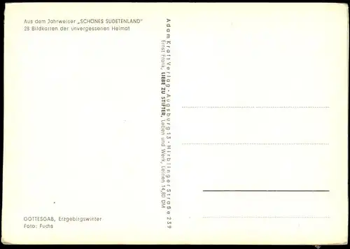 ALTE POSTKARTE GOTTESGAB ERZGEBIRGSWINTER JAHRWEISER SUDETENLAND Sudeten ceska republika Tschechische Republik czech