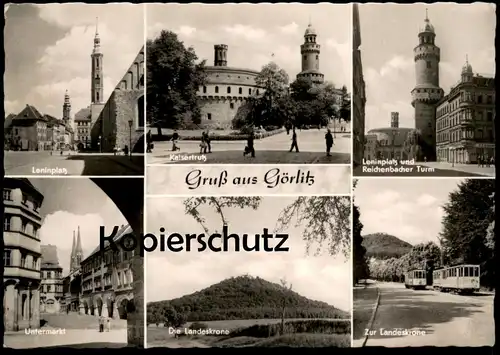 ÄLTERE POSTKARTE GRUSS AUS GÖRLITZ LENINPLATZ UNTERMARKT LANDESKRONE STRASSENBAHN Zgorzelec Ansichtskarte postcard cpa