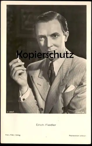 ALTE POSTKARTE ERICH FIEDLER FILM-SCHAUSPIELER MIT ZIGARETTE cigarette Krawatte Sakko actor acteur Foto Urban postcard